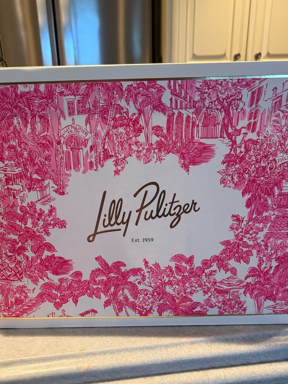 Lilly Pulitzer Large Boutique Shopping Gift Bag | Pink & White | Reusable - Picture 2 of 3